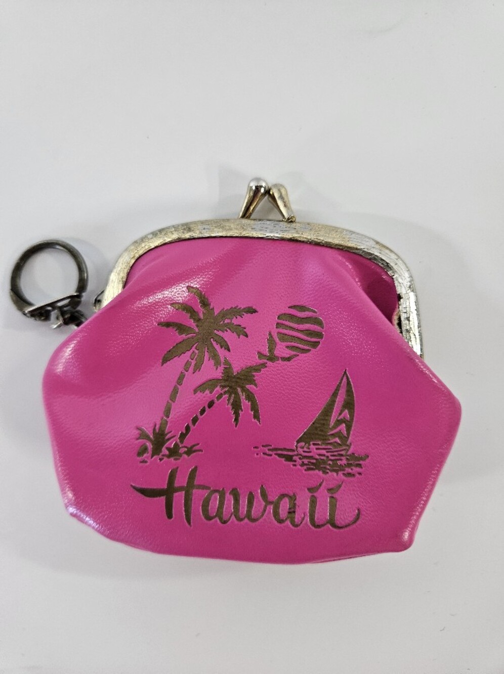 Vintage Hawaii Pink Coin Purse with Keyring